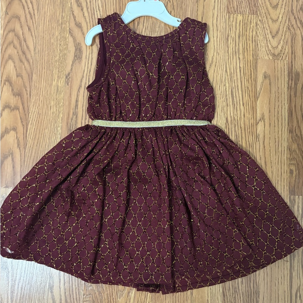 Burgundy Dress with Gold Accents